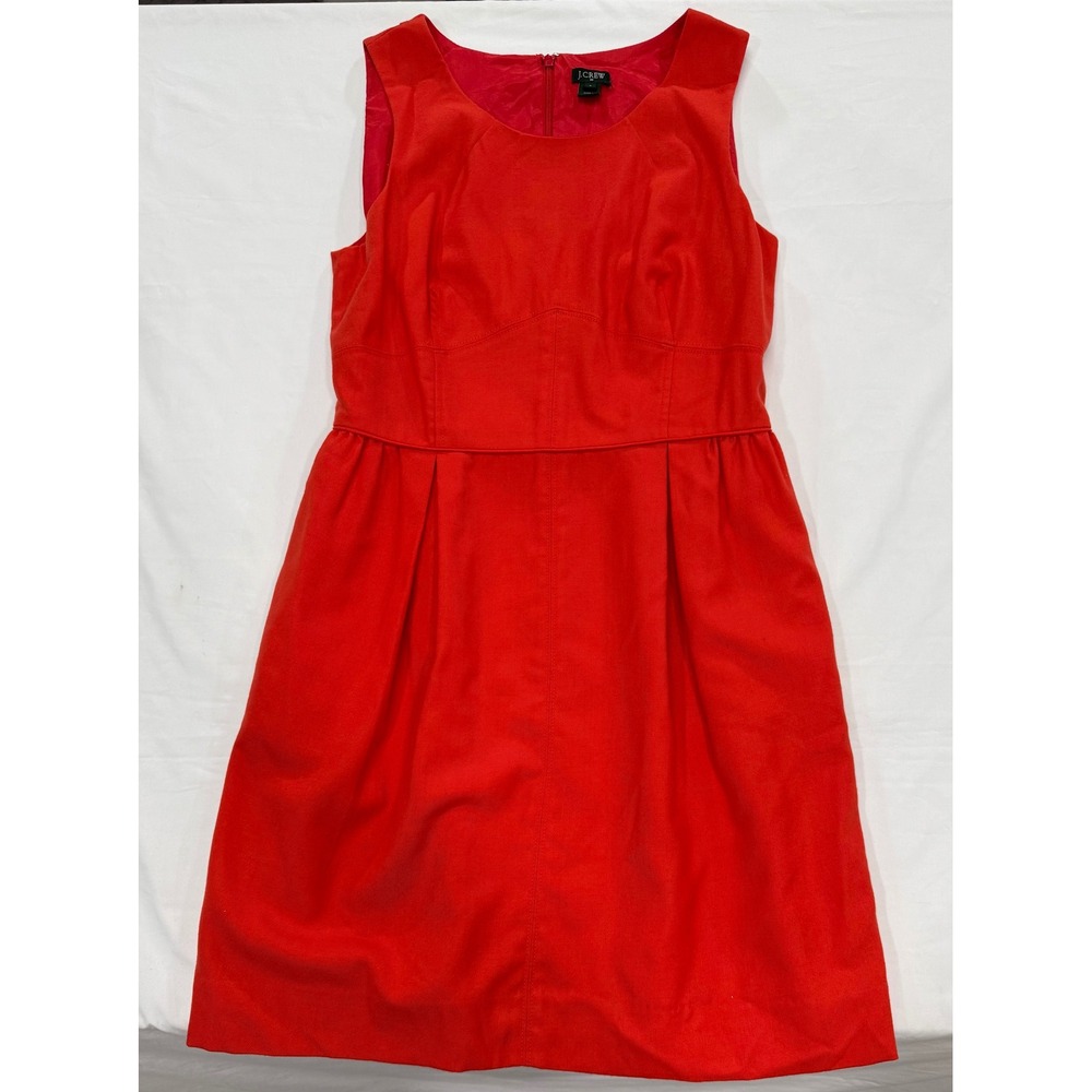 J.Crew Red Wool Blend Sleeveless Pleated Sheath Dress with Pockets Size 8